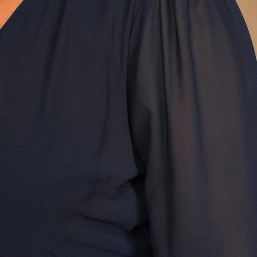 NWOT Lulu's Navy Blue Long Sleeve Wrap Maxi Dress Size 3X=22/24 - Picture 5 of 6